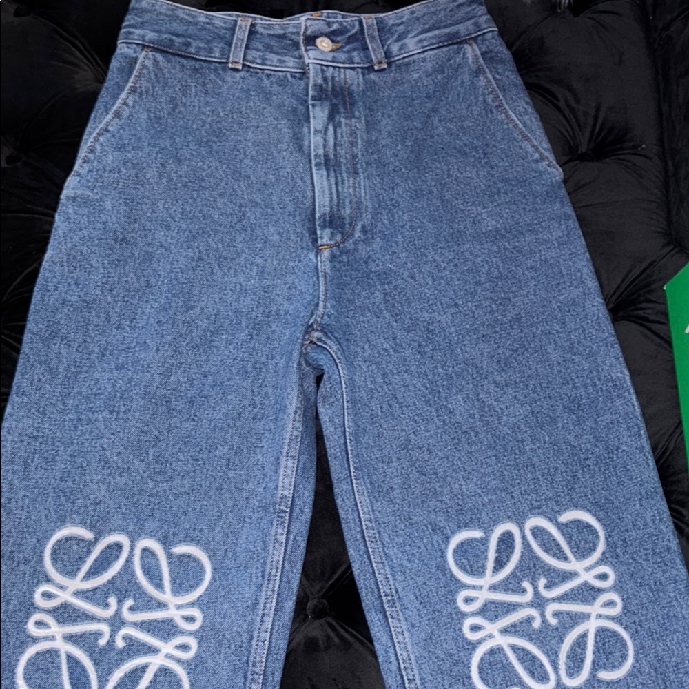 LOEWE Stylish Blue Jeans with White Embroidery